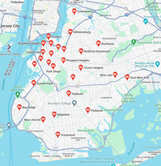 Brooklyn, New York marked with Neighborhoods
